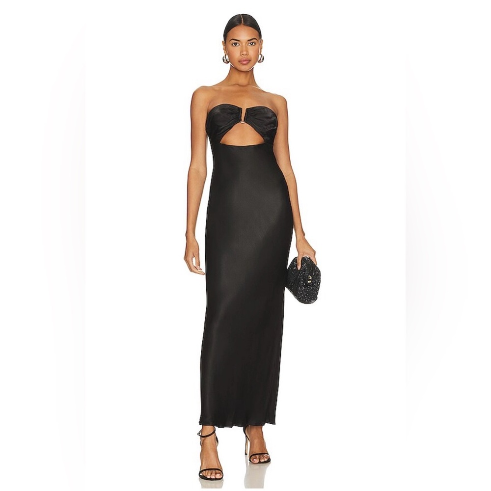 NWT- Shona Joy Camille Strapless Cut Out Midi Dress in Black